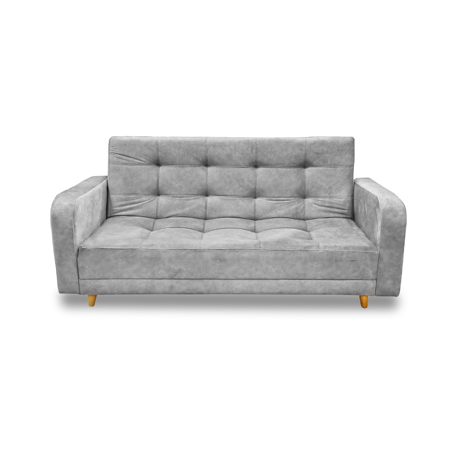 Sofacama milan lino gris, patas de madera, brazos - Muebles en Medellín | Sofacama