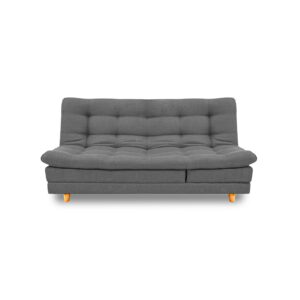 Sofacama cameron sintético gris, patas de madera - Muebles en Medellín | Sofacama