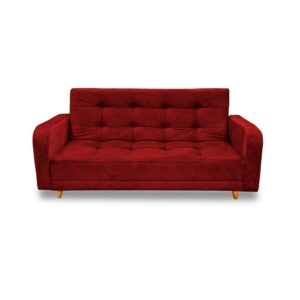 Sofacama milan lino rojo, patas de madera, brazos - Muebles en Medellín | Sofacama