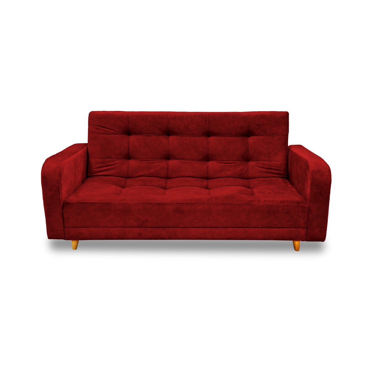 Sofacama milan lino rojo, patas de madera, brazos - Muebles en Medellín | Sofacama