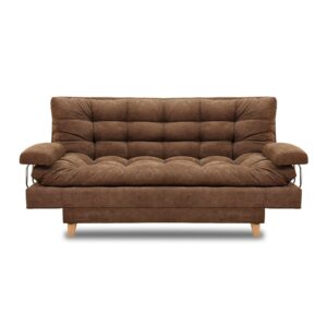 Sofacama napoles lino cafe, patas de madera, brazos - Muebles en Medellín | Sofacama