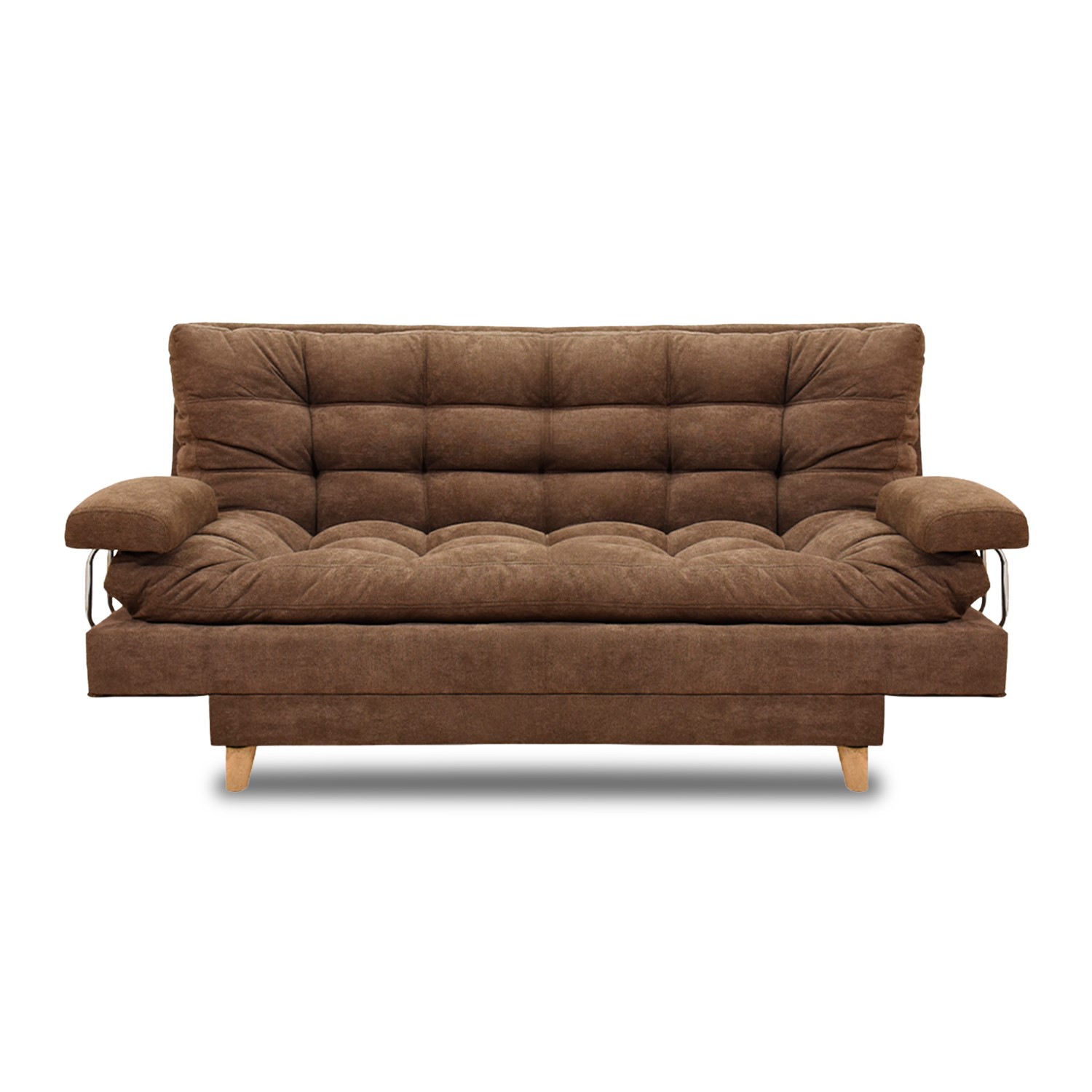 Sofacama napoles lino cafe, patas de madera, brazos - Muebles en Medellín | Sofacama
