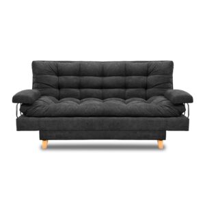 Sofacama napoles lino grafito, patas de madera, brazos - Muebles en Medellín | Sofacama