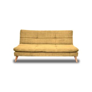 Sofacama peggy lino amarillo, patas de madera - Muebles en Medellín | Sofacama
