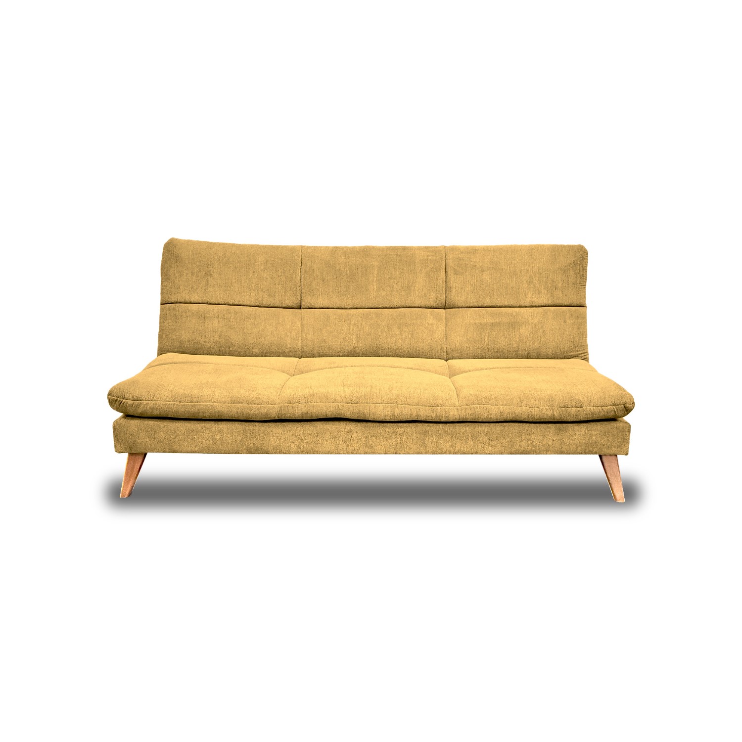 Sofacama peggy lino amarillo, patas de madera - Muebles en Medellín | Sofacama