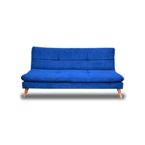 Sofacama peggy lino azul, patas de madera - Muebles en Medellín | Sofacama