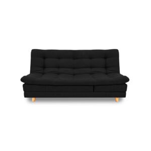Sofacama cameron sintético negro, patas de madera - Muebles en Medellín | Sofacama