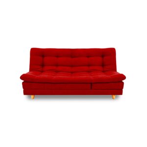 Sofacama cameron sintético rojo, patas de madera - Muebles en Medellín | Sofacama