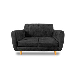 Sofa lisboa 2 puestos lino negro c/b, patas de madera - Muebles en Medellín | Sofá