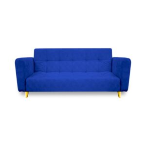 Sofacama denis lino azul, patas de madera - Muebles en Medellín | Sofacama