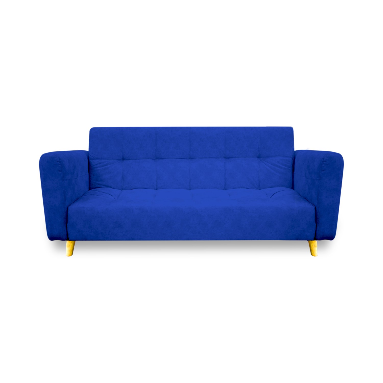 Sofacama denis lino azul, patas de madera - Muebles en Medellín | Sofacama