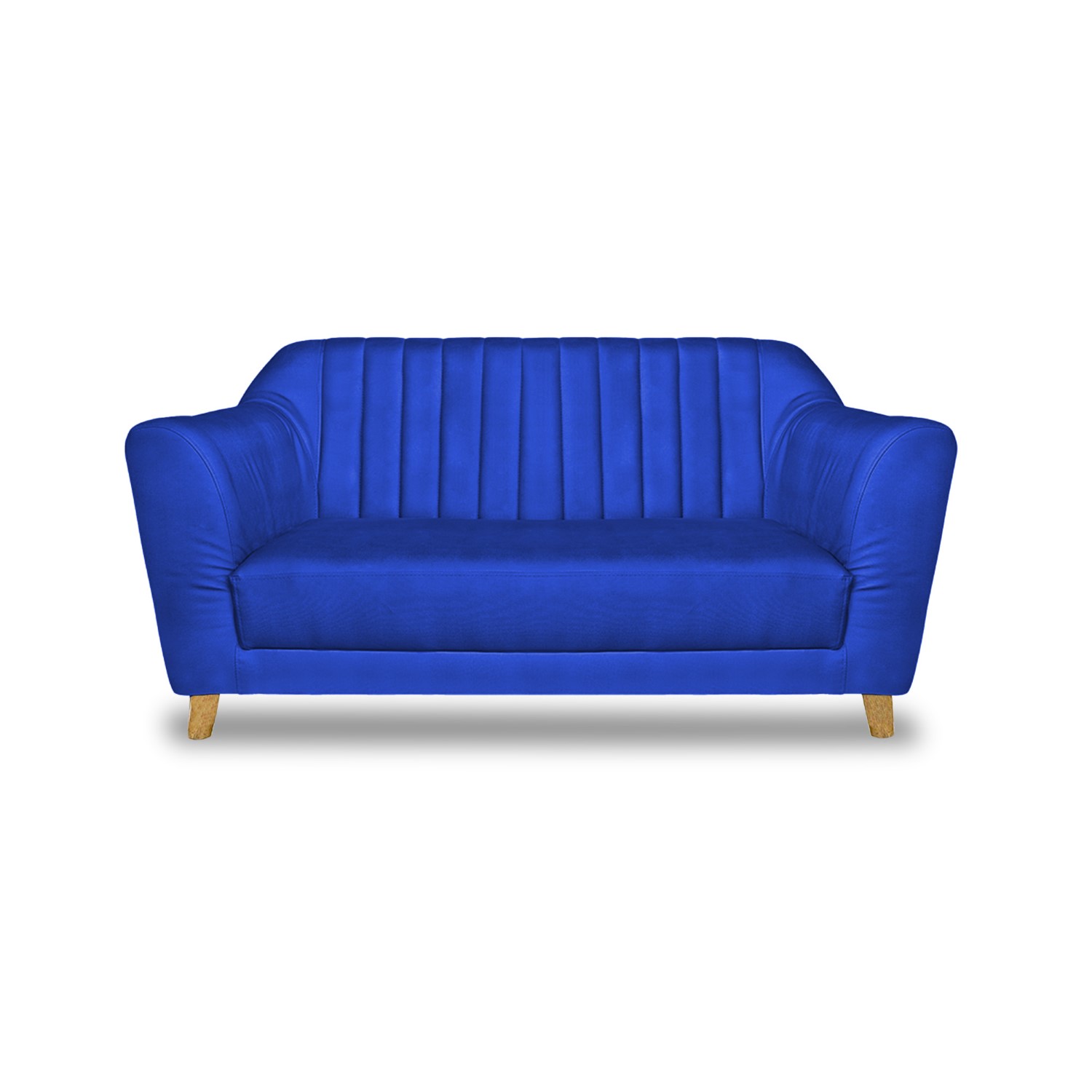 Sofa stanley 2 puestos lino azul c/b, patas de madera - Muebles en Medellín | Sofá