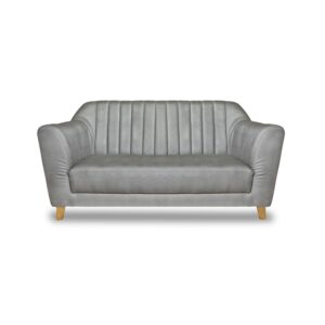 Sofa stanley 2 puestos lino gris c/b, patas de madera - Muebles en Medellín | Sofá