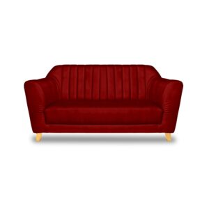 Sofa stanley 2 puestos lino vinotinto c/b, patas de madera - Muebles en Medellín | Sofá