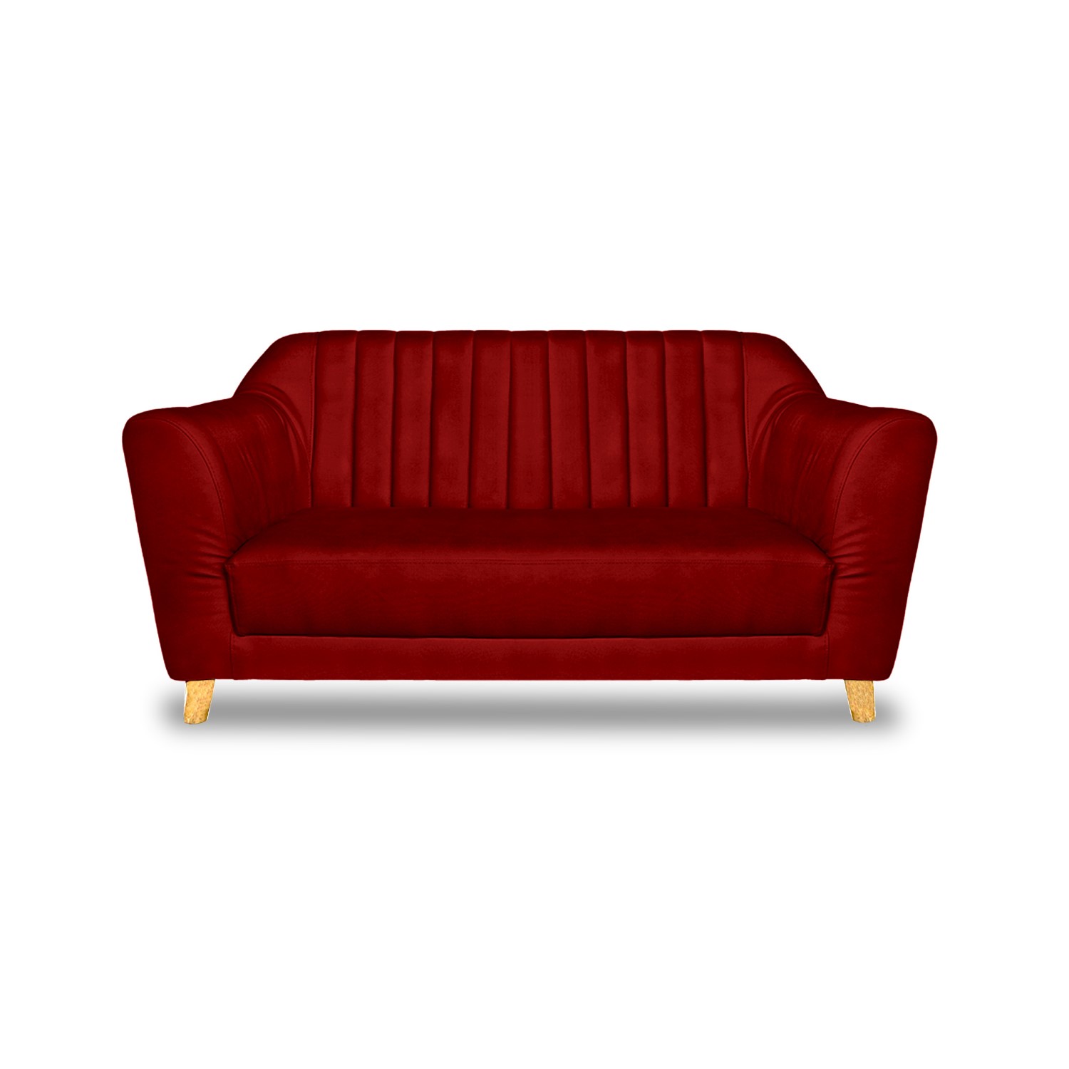 Sofa stanley 2 puestos lino vinotinto c/b, patas de madera - Muebles en Medellín | Sofá