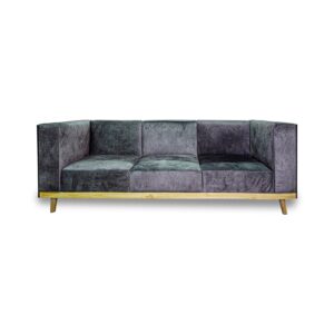 Sofa viena 3 puestos lino grafito c/b, patas de madera - Muebles en Medellín | Sofá