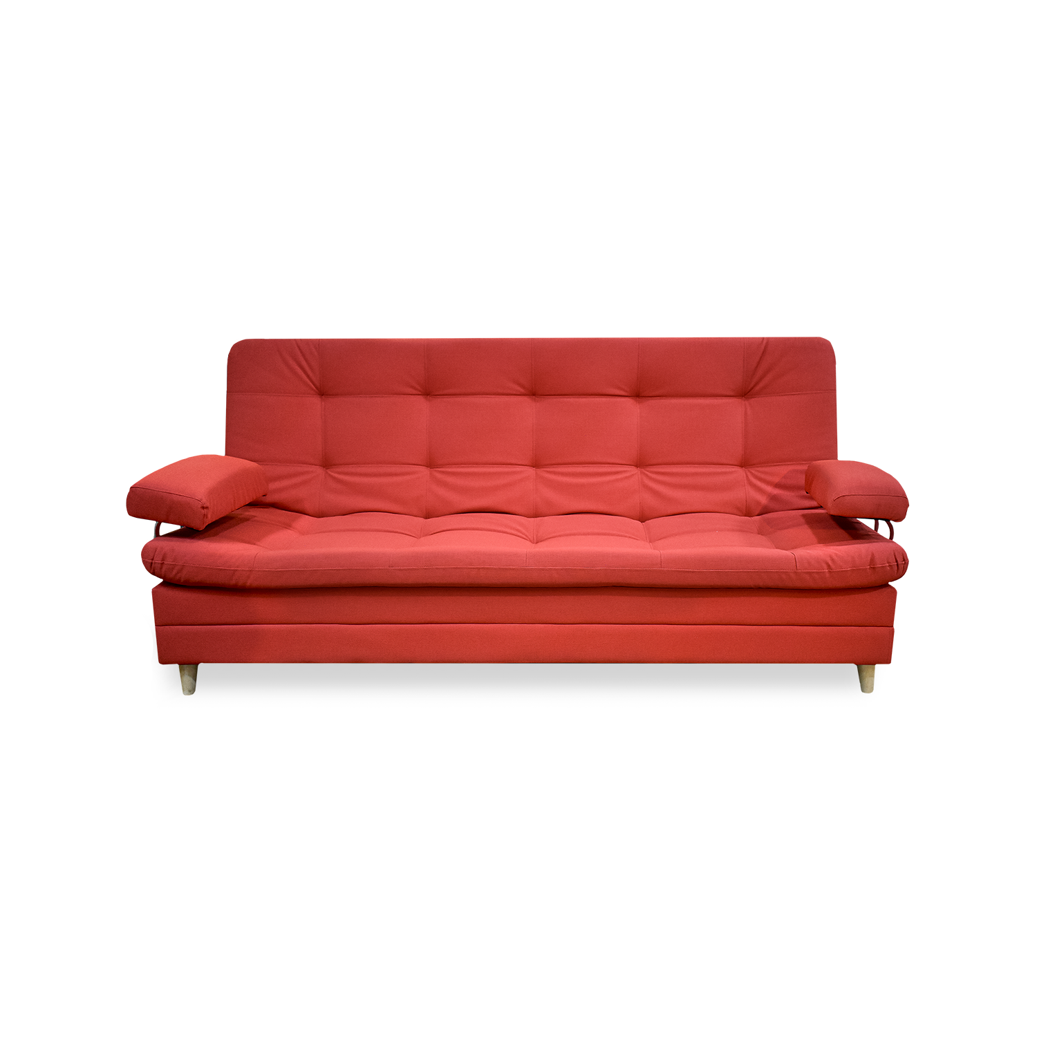 Sofa cama cooper lino mandarina, patas de madera - Muebles en Medellín | Sofacama