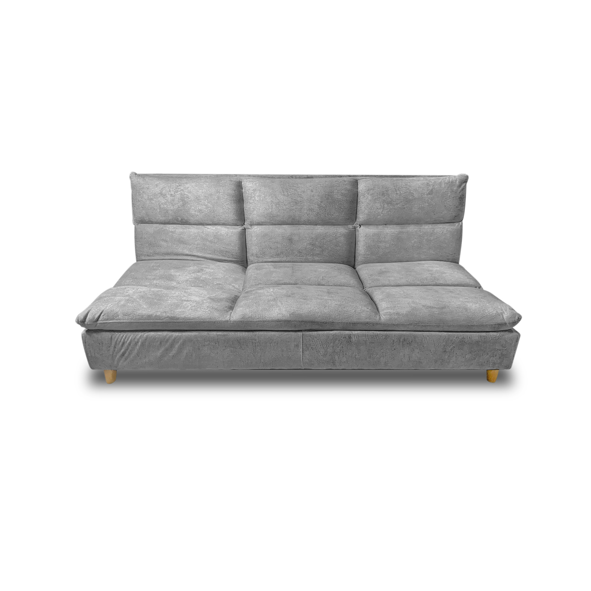 Sofacama peggy lino plata, patas de madera - Muebles en Medellín | Sofacama