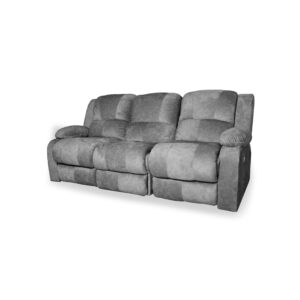 Sofa reclinomatic 3 puestos lino gris c/b, base metálica - Muebles en Medellín | Sofá