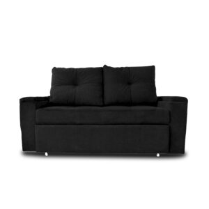 Sofacama dorian 2 puestos lino negro c/b, patas metalicas - Muebles en Medellín | Sofacama