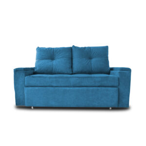 Sofacama dorian 2 puestos lino azul c/b, patas metalicas - Muebles en Medellín | Sofacama