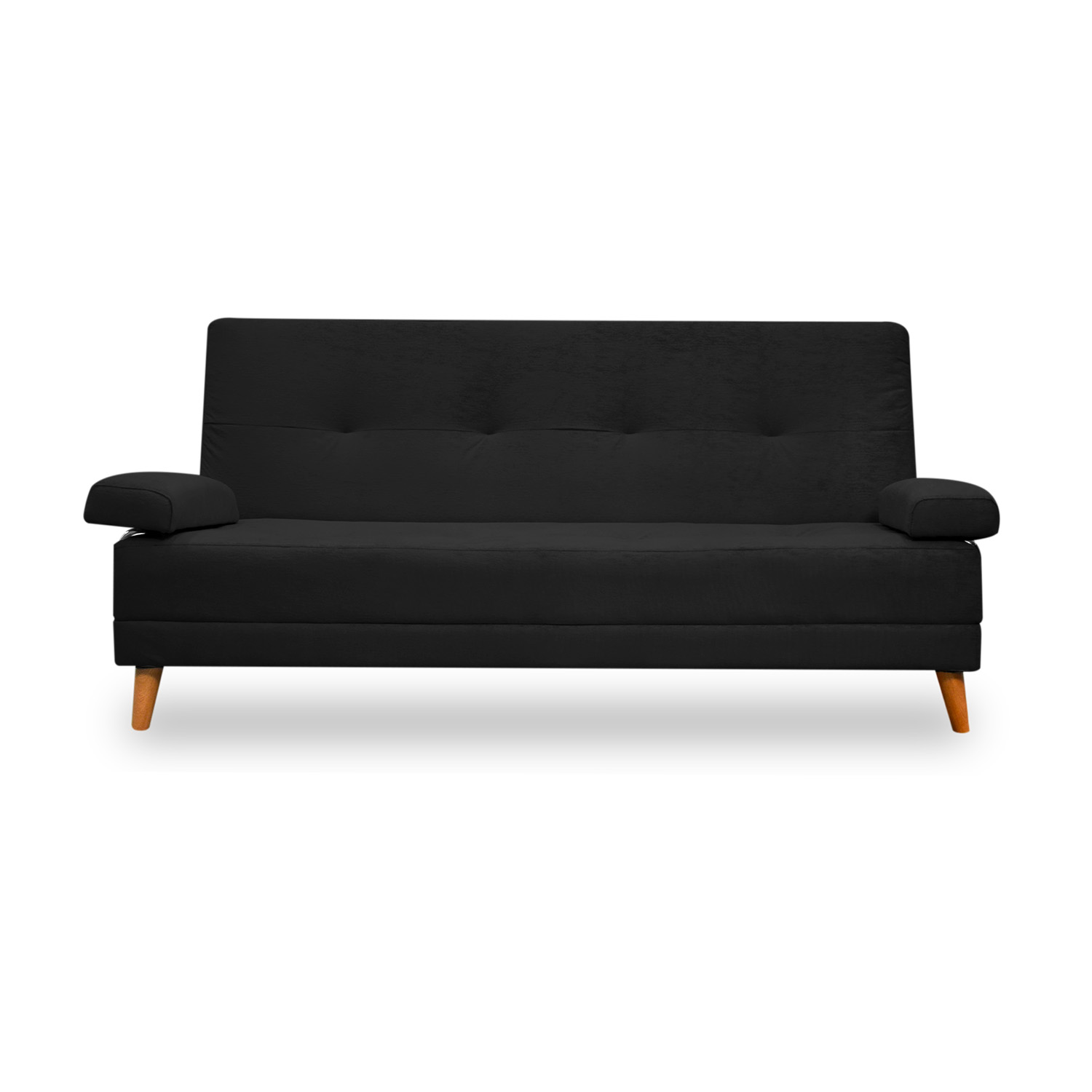 Sofacama ferrati lino negro, patas de madera - Muebles en Medellín | Sofacama
