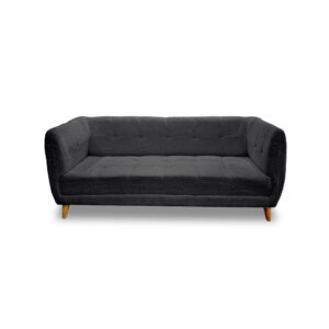 Sofa velvet poliéster grafito, patas de madera - Muebles en Medellín | Sofá