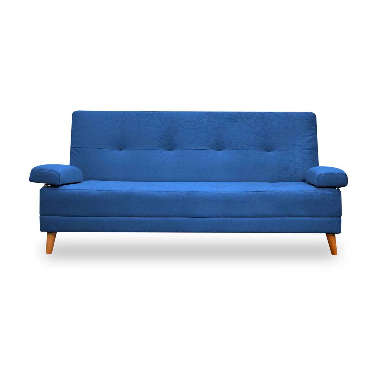Sofacama ferrati lino azul, patas de madera - Muebles en Medellín | Sofacama