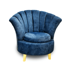 Poltrona ostra lino azul rey, patas de madera - Muebles en Medellín | Poltrona