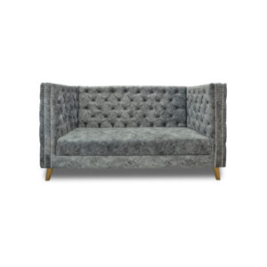 Sofa montecarlo 2 puestos lino gris c/b, patas de madera - Muebles en Medellín | Sofá