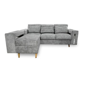 Sala mombay lino gris, patas de madera - Muebles en Medellín | Sala
