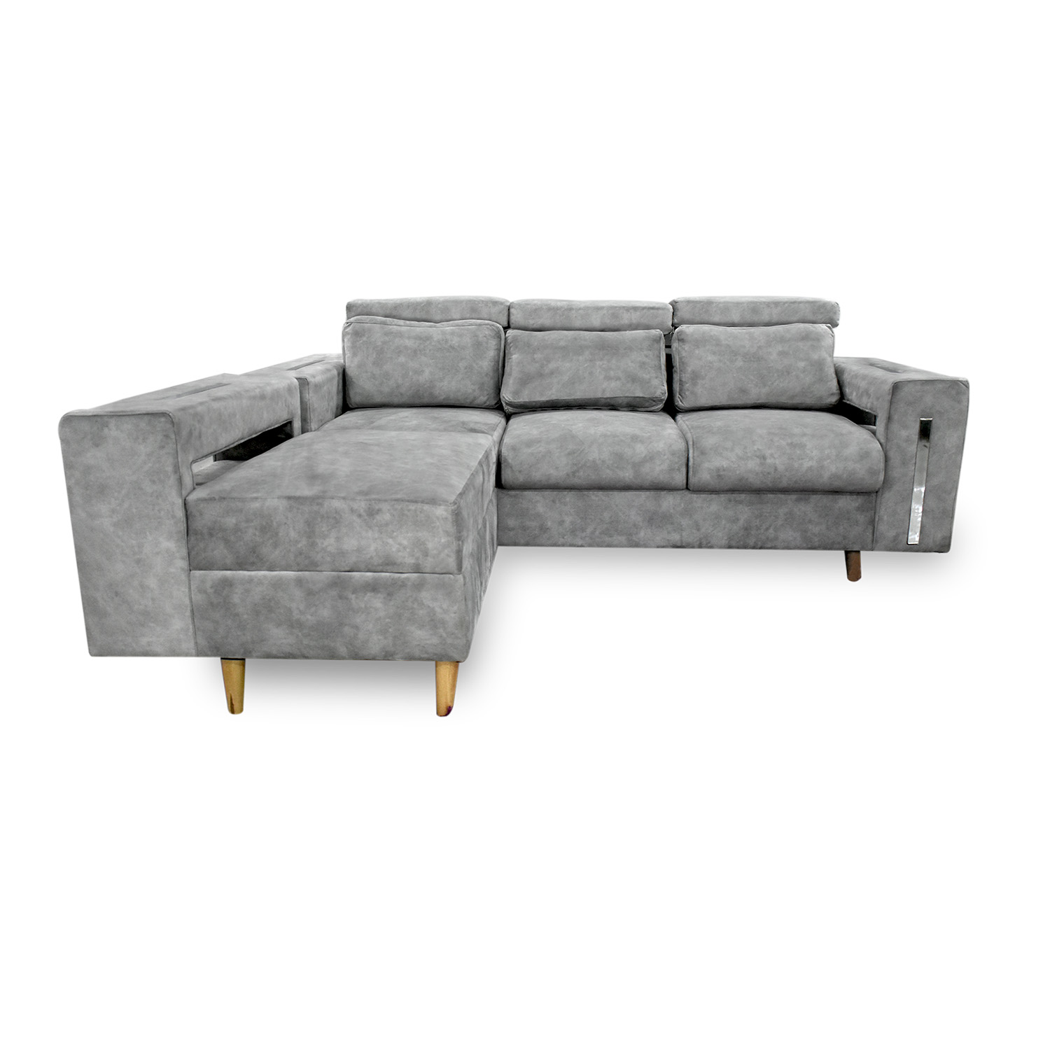 Sala mombay lino gris, patas de madera - Muebles en Medellín | Sala