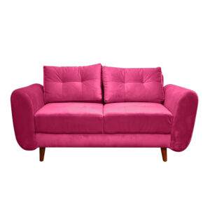 Sofa fantasy lino violeta, patas de madera - Muebles en Medellín | Sofá