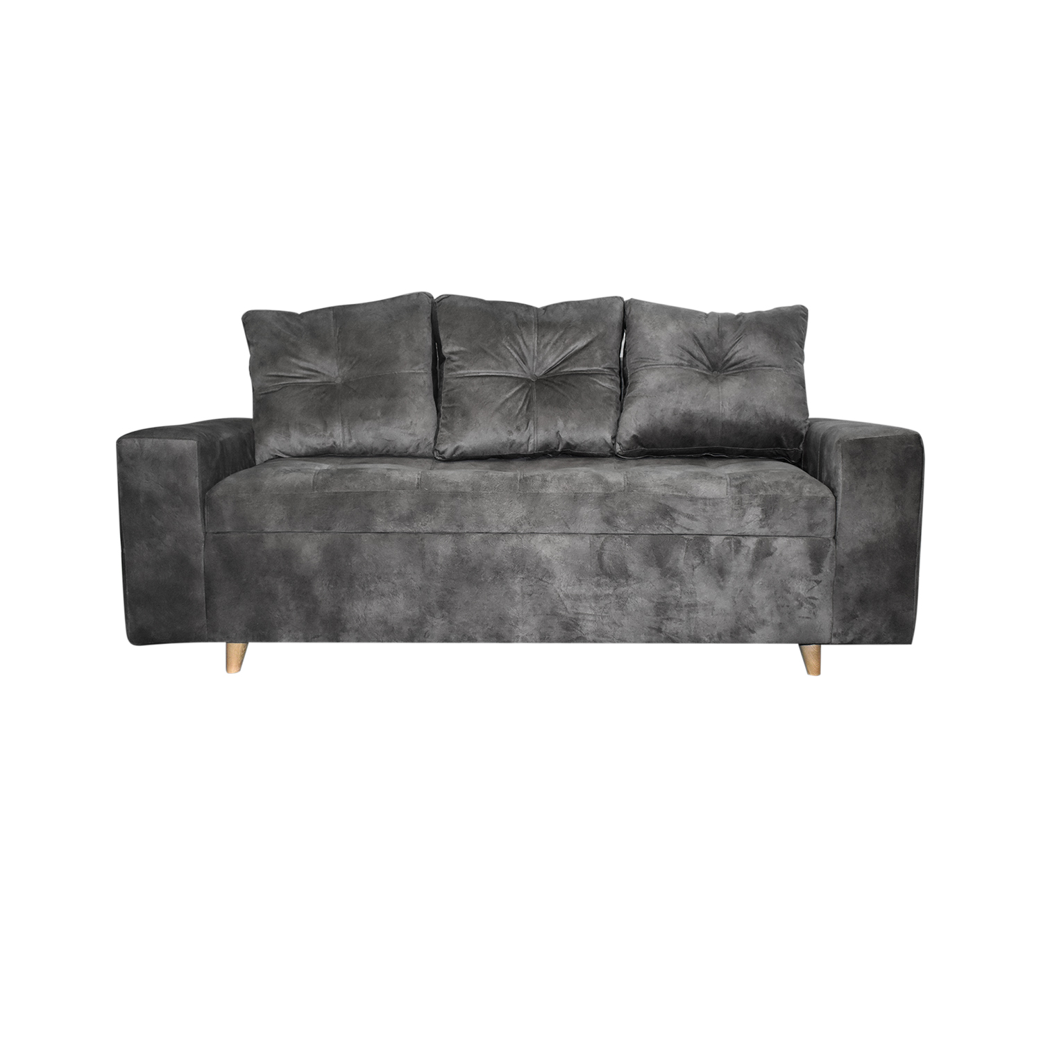 Sofa dubai lino gris, patas de madera - Muebles en Medellín | Sofá