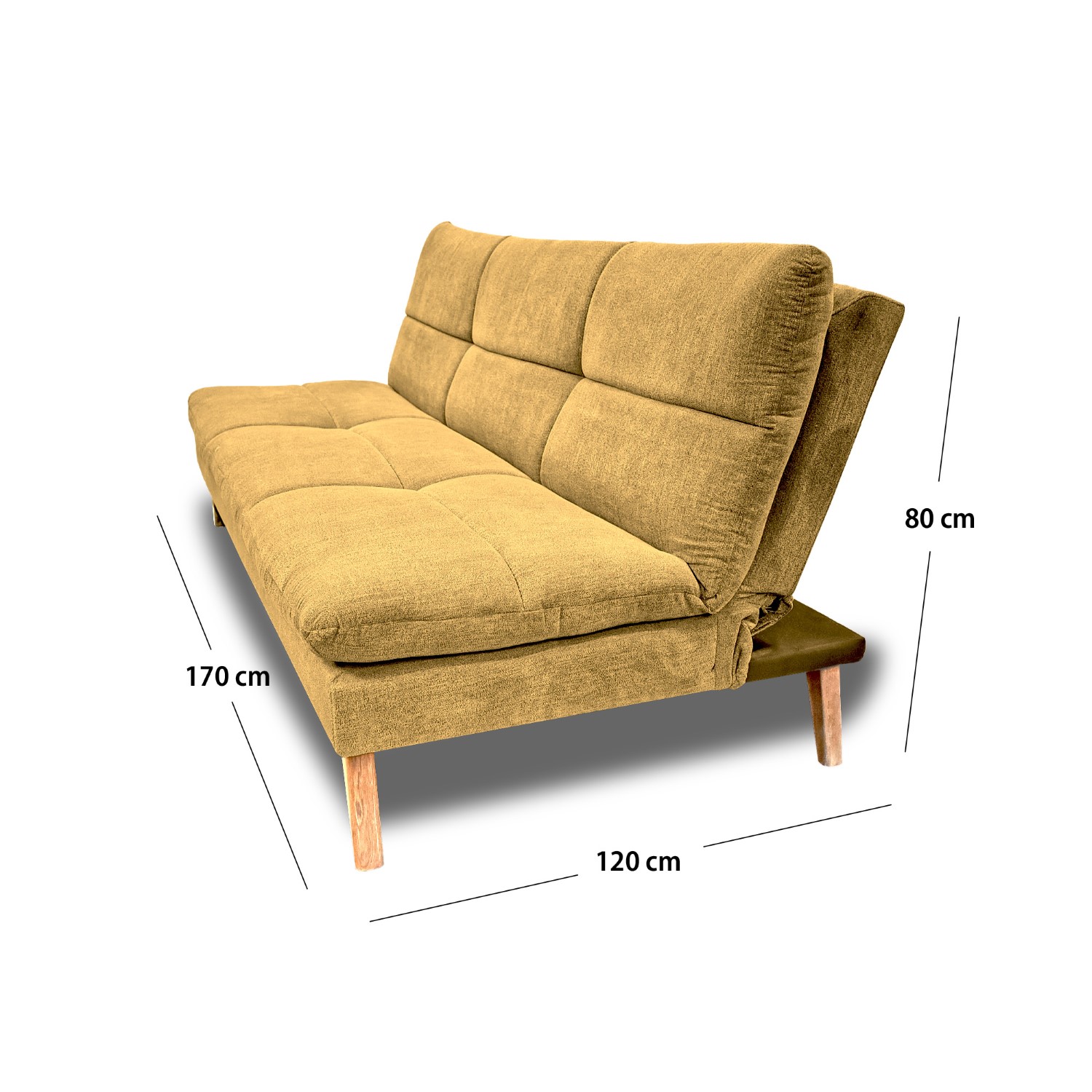 Sofacama peggy lino amarillo, patas de madera - Muebles en Medellín | Sofacama
