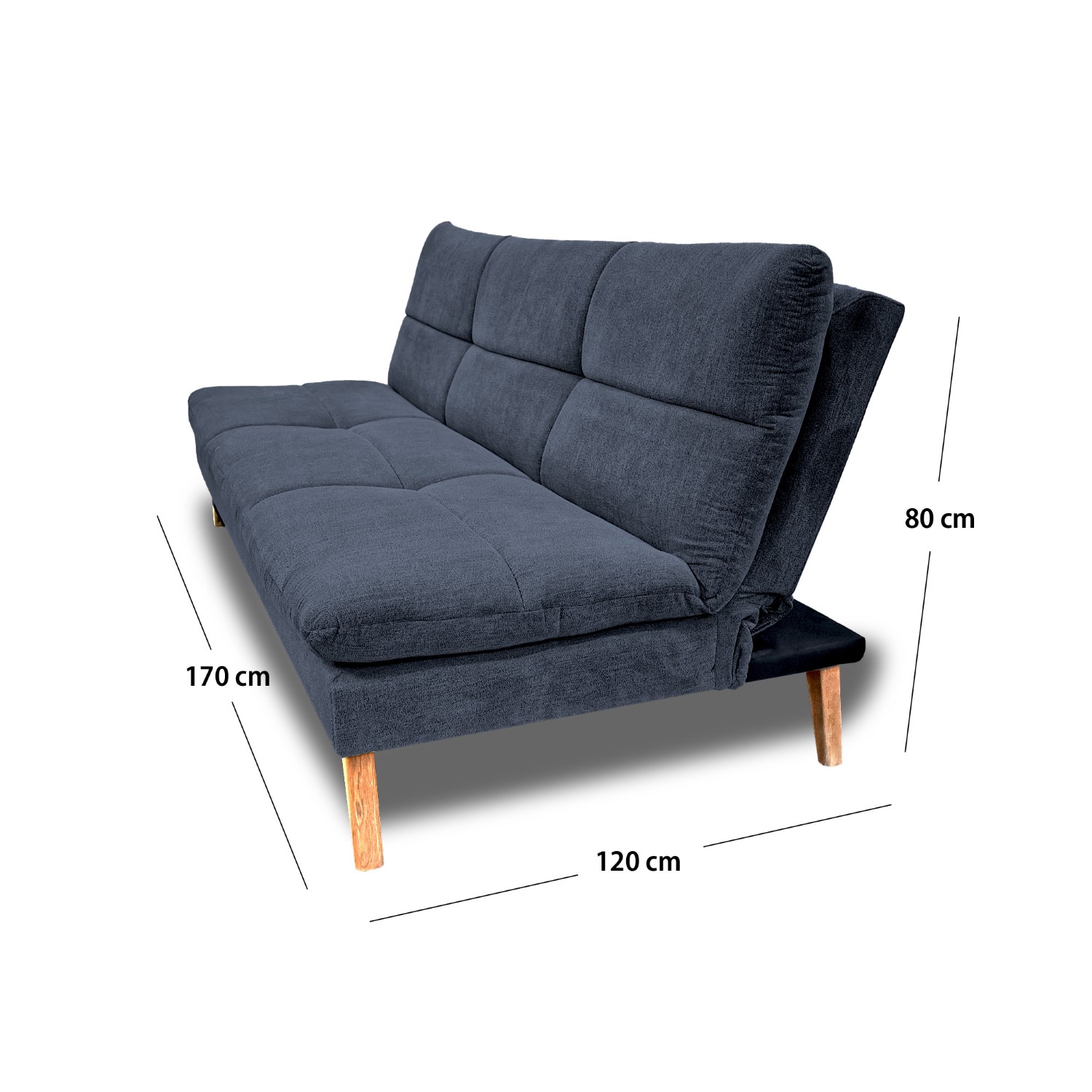 Sofacama peggy lino grafito, patas de madera - Muebles en Medellín | Sofacama