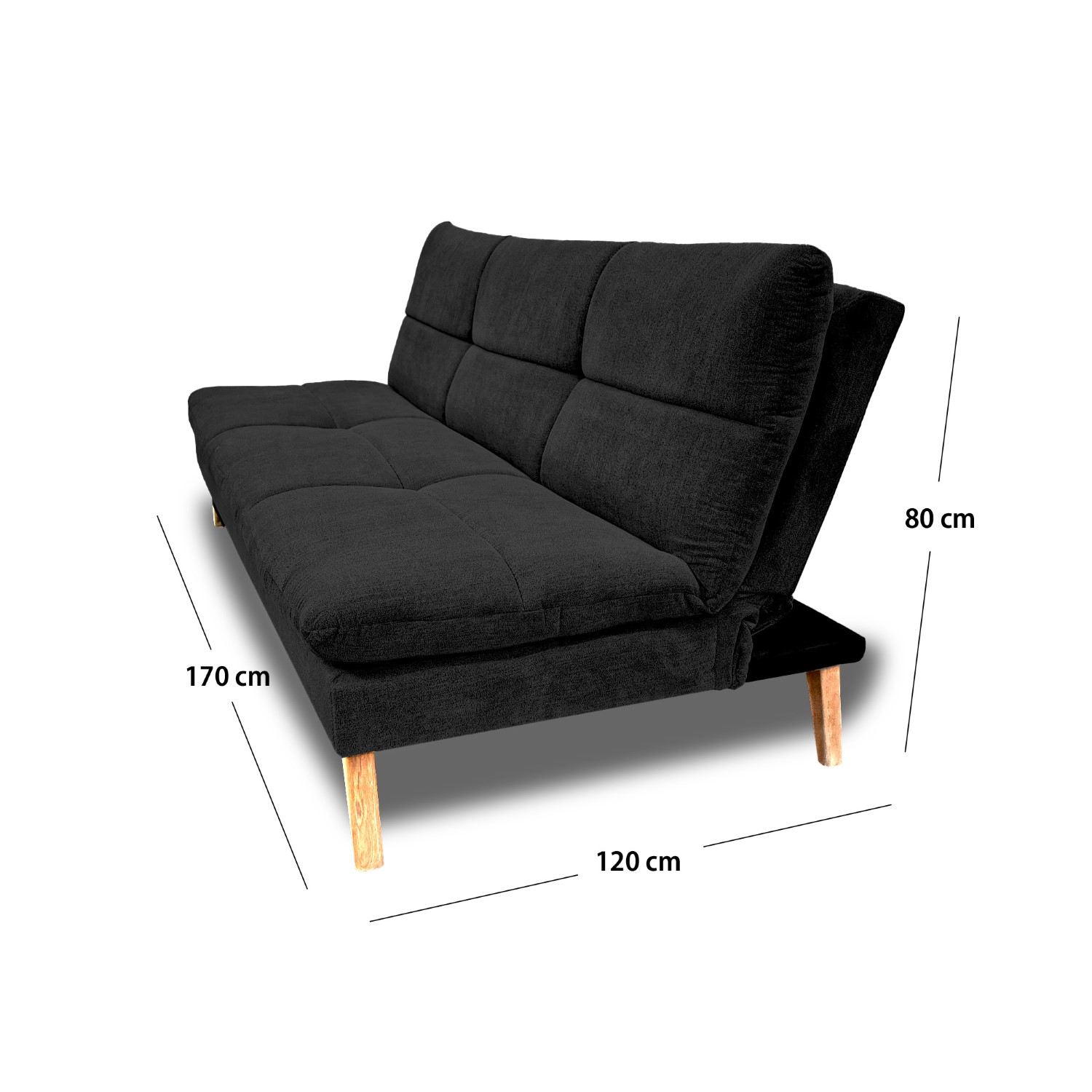 Sofacama peggy lino negro, patas de madera - Muebles en Medellín | Sofacama