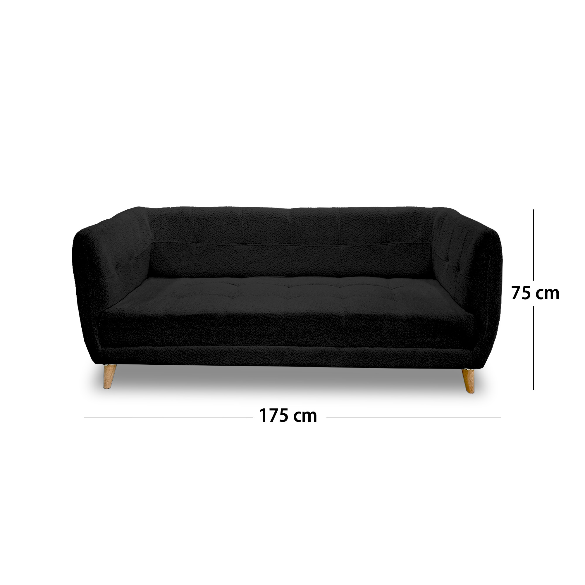 Sofa velvet poliéster negro, patas de madera - Muebles en Medellín | Sofá