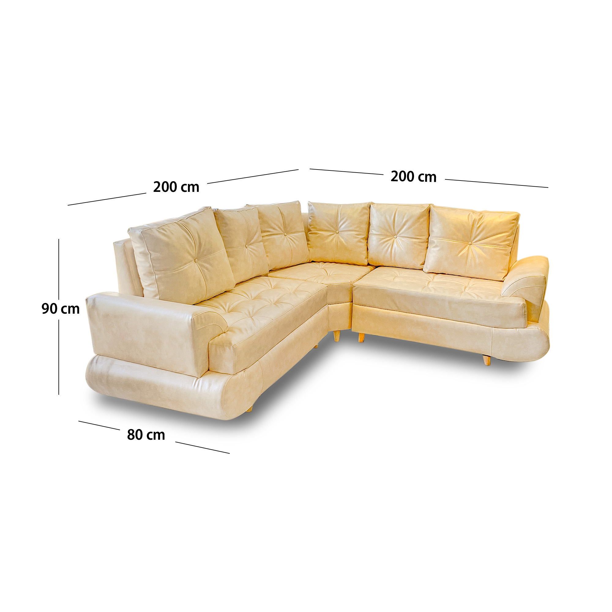 Esquinero luifer lino marfil, patas de madera - Muebles en Medellín | Esquinero