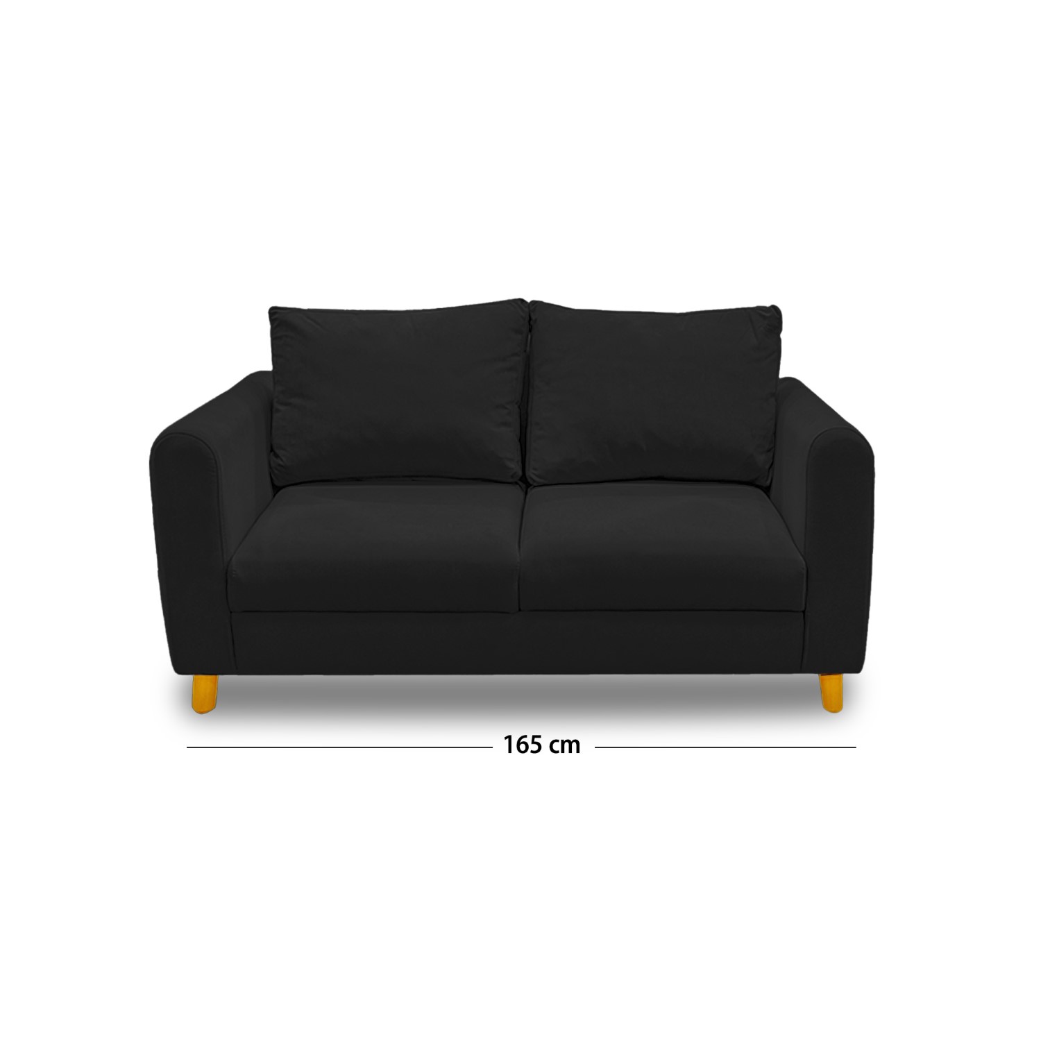 Sofá prato zulia lino negro, 2 puestos, patas de madera - Muebles en Medellín | Sofá
