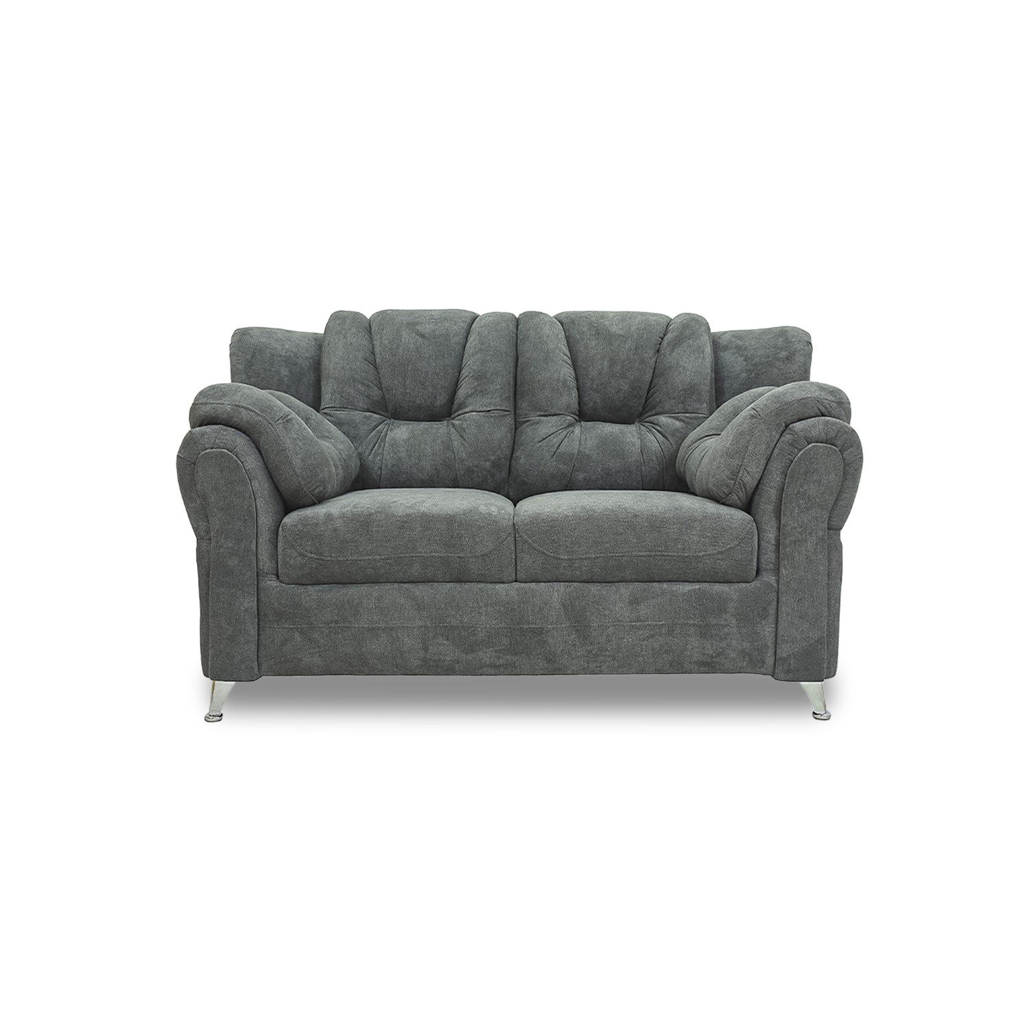 Sala relax lino gris y palo e rosa, cojines, patas metalicas - Muebles en Medellín | Sala
