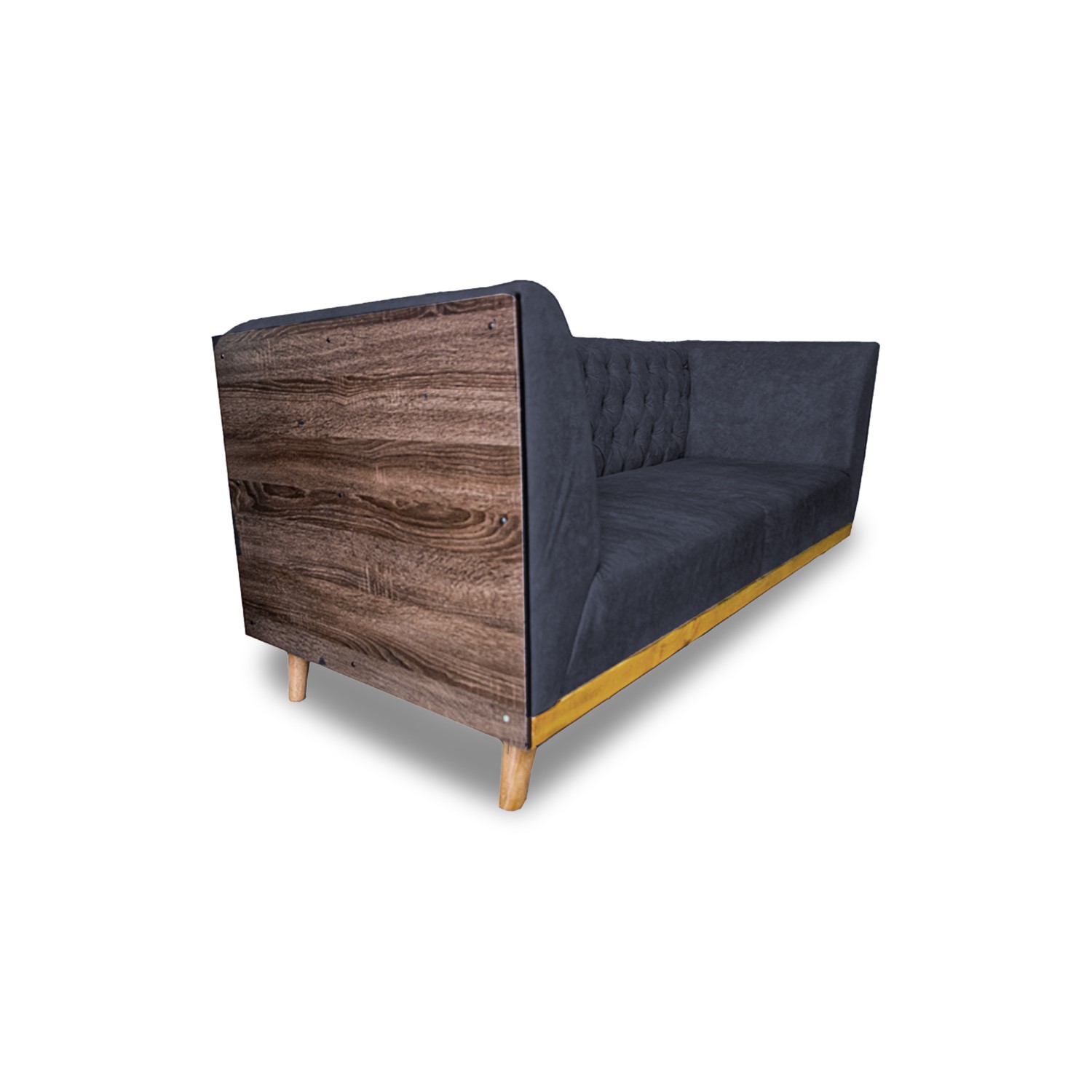 Sofá corvet 2 puestos lino grafito, patas de madera - Muebles en Medellín | Sofá