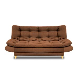 Sofacama damasco sintético cafe, patas de madera - Muebles en Medellín | Sofacama