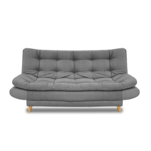 Sofacama damasco sintético gris, patas de madera - Muebles en Medellín | Sofacama