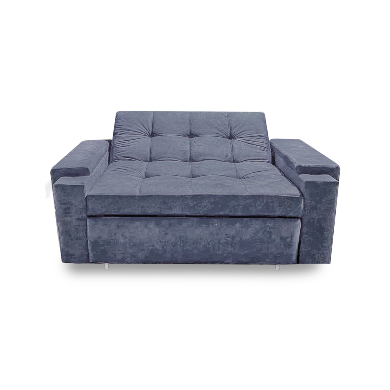 Sofacama dorian mini lino grafito, patas metalicas, brazos - Muebles en Medellín | Sofacama mini