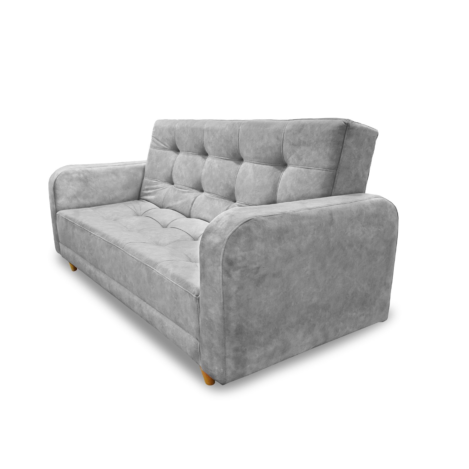 Sofacama milan lino gris, patas de madera, brazos - Muebles en Medellín | Sofacama