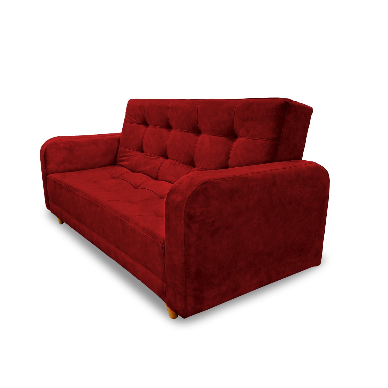 Sofacama milan lino rojo, patas de madera, brazos - Muebles en Medellín | Sofacama