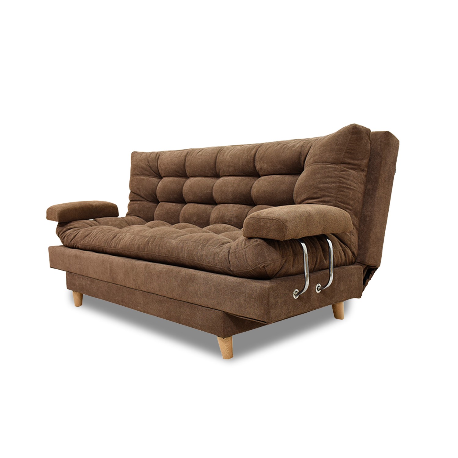 Sofacama napoles lino cafe, patas de madera, brazos - Muebles en Medellín | Sofacama