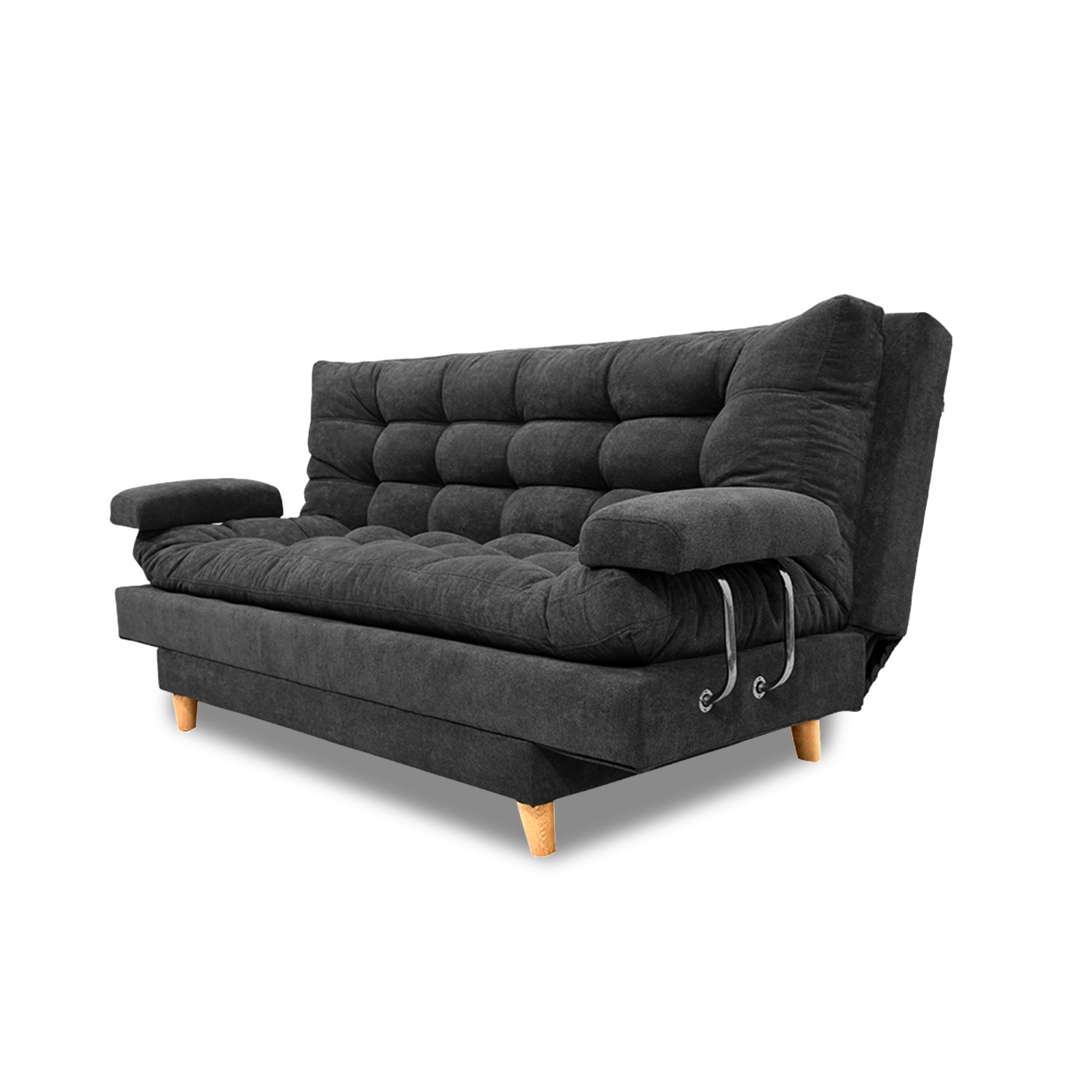 Sofacama napoles lino grafito, patas de madera, brazos - Muebles en Medellín | Sofacama
