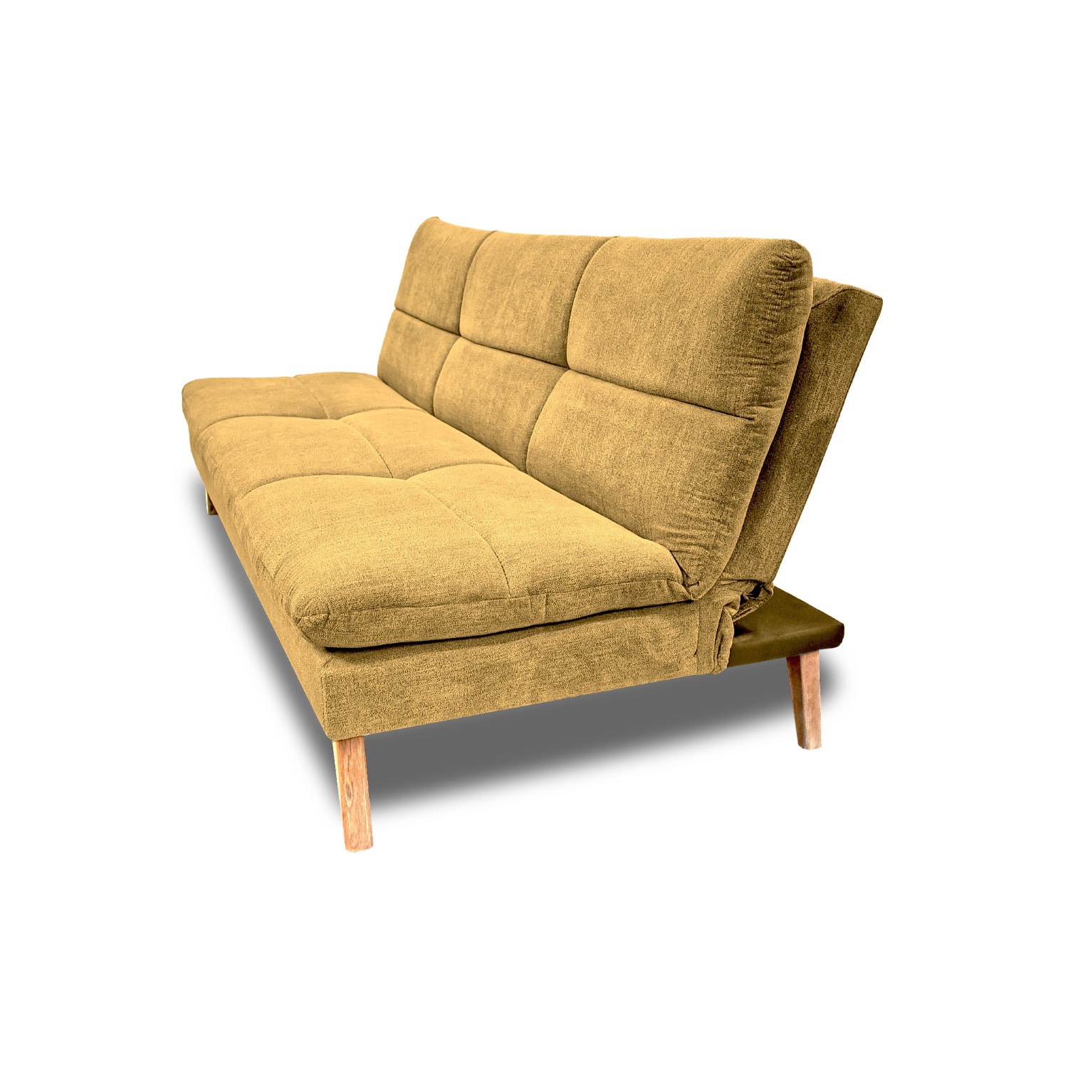 Sofacama peggy lino amarillo, patas de madera - Muebles en Medellín | Sofacama